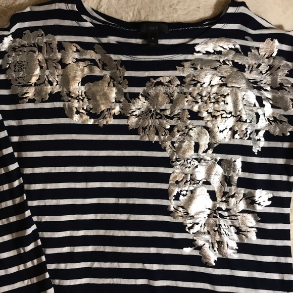 J. Crew Striped Metallic Floral Sailor T-Shirt - Picture 3 of 7